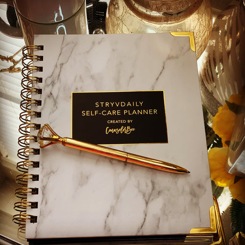 ~Dipped in Gold~  Self-Care Journal/Planner & Diamond Pen - Stryvdaily Self-Care Plan
